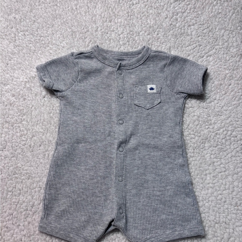 Carter's Gray Waffle Knit Short Sleeve Romper
